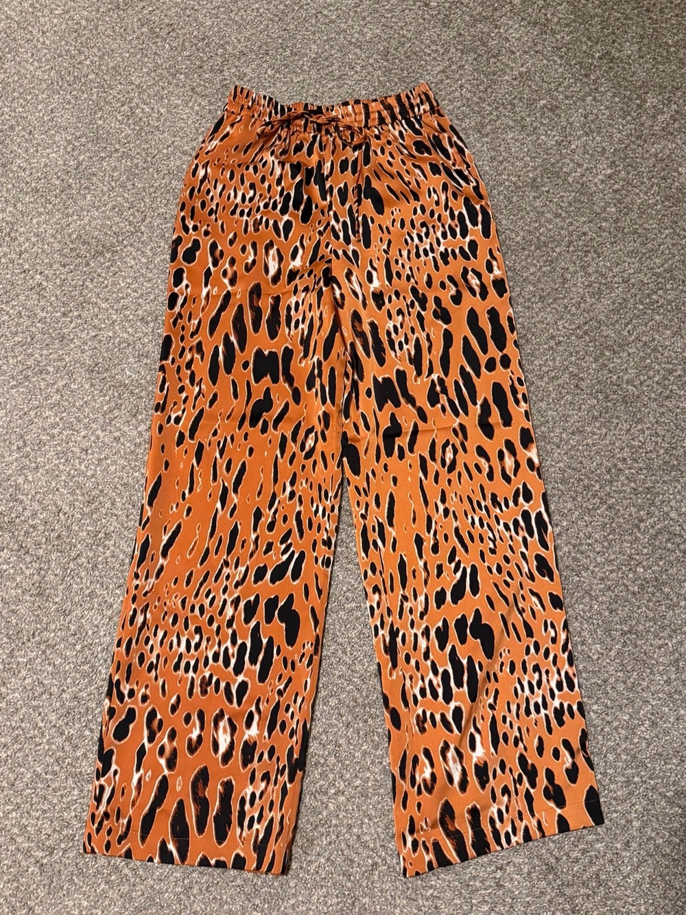 Bar III Orange and Black Leopard-Print Wide Leg Pants